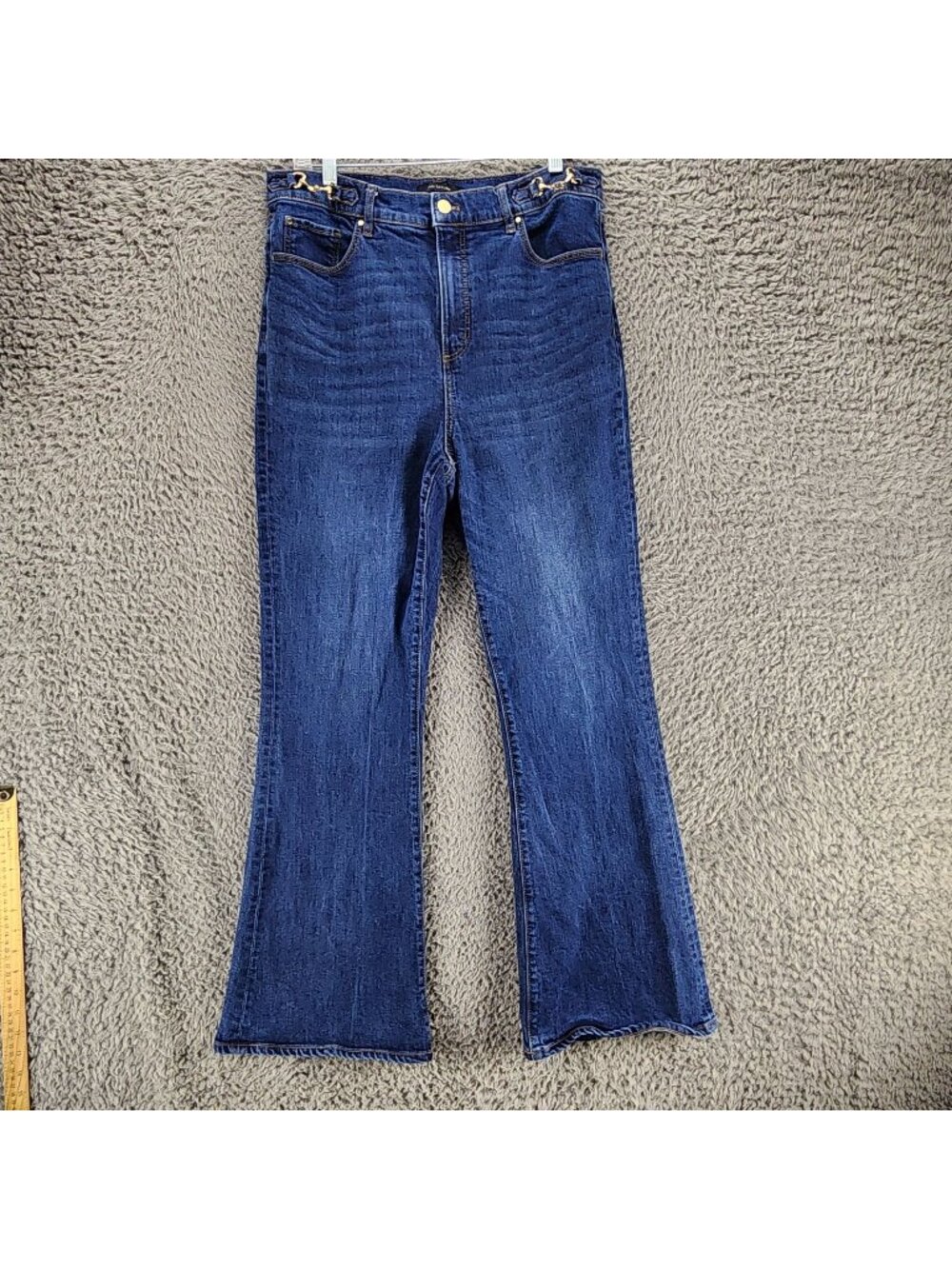 Ann Taylor Jeans Womens 12 Blue Stretch Denim Snaffle Bit The Flare *Read*